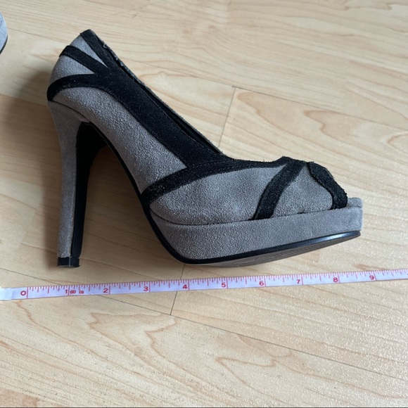 Marco Santi Grey Black Peeped Toed Heels Pumps size 6.5 - Picture 9 of 10